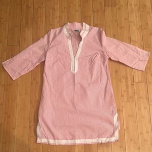 Mud Pie Pink Seersucker Tunic with White Trim